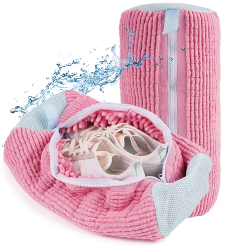 Smilfree Schuhwaschbeutel Waschmaschine Waschbeutel Schuhe: 2er Set Wiederverwendbar Schuhbeutel Waschmaschine 360° Schutz - Waschbeutel Wäschenetz für Schuhe Sneakers Sportschuhe (B#Rosa) von Smilfree
