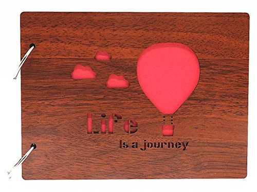 Smiling Art Fotoalbum zum selbst gestalten/basteln, Fotoalbum zum einkleben, DIY Scrapbook, Fotobuch, Tagebuch, Reisebuch, Vintage Style mit einem Deckblatt aus MDF Holz, (Journey) von Smiling Art