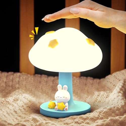 Smiling Shark Kinder Nachtlicht, Wolke LED Nachtlicht Kinderzimmer mit 3 Helligkeit & Touch Control Wiederaufladbare Babyzimmer Silikon Stilllicht Nachttischlampe für Geburtstag Geschenk Kinderzimmer von Smiling Shark