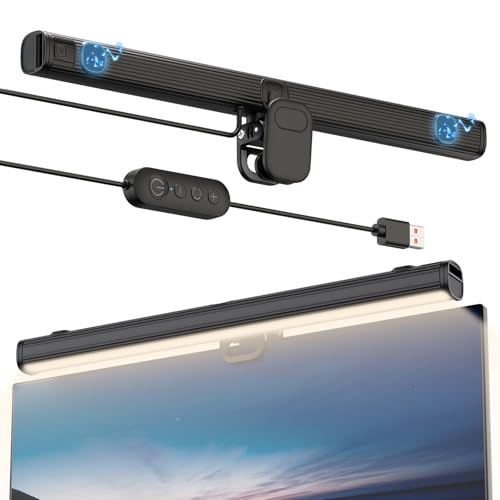 Smiling Shark Monitor Lampe LED, BY-03 Monitor Beleuchtung Licht Augenpflege Anti-Blaulicht 3 Farbtemperatur Einstellbarer Helligkeit Memory Modus Screen Bildschirmlicht USB mit Magnet für Büro Laptop von Smiling Shark