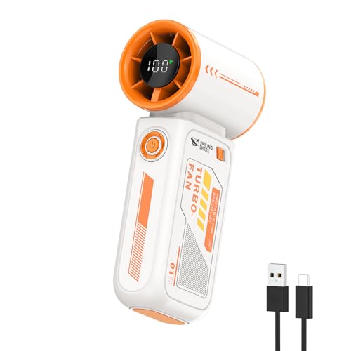 Smiling Shark TF-01 Tragbarer Turbo Handventilator, Turbo-Power 10m/s Hohe Geschwindigkeit Einstellbare (1-100 Stufen) Tragbarer Mini Ventilator [12H Max] mit LED Anzeige für Reisen/Konzerte/Camping von Smiling Shark