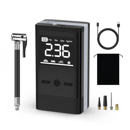 Smiling Shark Tragbare Luftpumpe, AP-01 Wiederaufladbare Elektrischer Kompressor 12V 150PSI 8000mAh mit LCD Manometer Bildschirm & Intelligenter Wärmeableitung und Auto Off Für Auto Fahrrad Moto Bälle von Smiling Shark