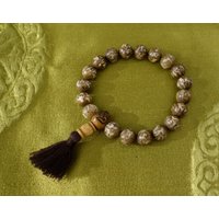 Feine Hand-Mala, Gebetskette M. Mantra Aus Nepal, Om Mane Padme Hum, Yak-Knochen von SmilingTaraShop