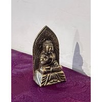 Sehr Feine Tibet. Miniatur Statue, Buddha Aus Bronze Auf Lotusblüten Thron von SmilingTaraShop