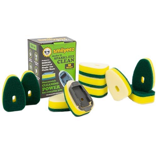 Smilyeez No-Plastic Heavy Duty Green Sponge Refill for Scotch-Brite's Dishwand Refill 10 Pack with Adapter von Smilyeez