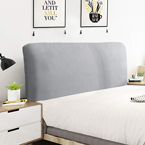 Bett Kopfteil Bezug Schonbezug Schutz Polyester Strecken Einfarbig Staubdichte Abdeckung Für Schlafzimmer Am Bett Dekorative Schutzvorrichtungen,LightGray,A3 von Smingm