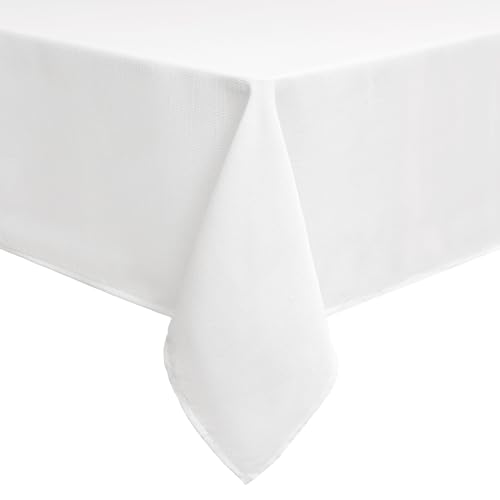 smiry Leinenoptik Tischdecke Abwaschbar Lotuseffekt Eckig 140 x 220 cm Tischtuch Leinendecke Wasserabweisend Tafeldecke Tischwäsche Fleckschutz, Weiß von smiry