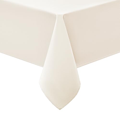 smiry Tischdecke Abwaschbar Rechteckig 100x140cm Tischtuch Polyester Wasserabweisend Lotuseffekt Tischwäsche Schmutzabweisend Abwischbare Tafeldecke für Party Küche, Beige von smiry