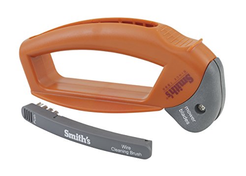Smith's 50603 Hand-Rasenmäher-Messerschärfer – übergroßer Griff und großer Sicherheitsschutz – langlebiger Kunststoff – einfach zu bedienen – Drahtreinigungsbürste – voreingestellte Hartmetallklinge – von Smith's