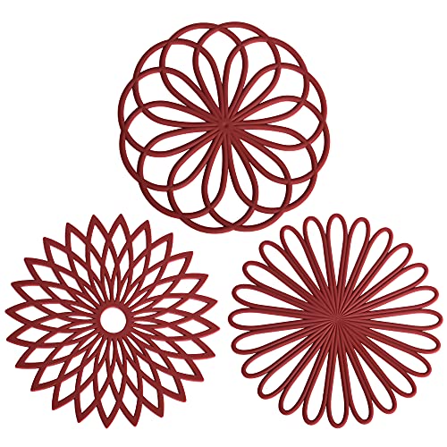 Merlot Red Hot Pads Silikon Topfuntersetzer, Topflappen, Untersetzer für heiße Töpfe und Pfannen, Topflappen Küche, Silikonmatte, Tischunterlage, Mehrzweck-Blume hitzebeständige Matte, Hotpads von Smithcraft