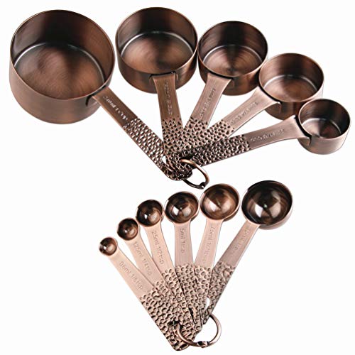 Messbecher und Löffel Set, Kupfer Messbecher und Löffel, Edelstahl Messbecher und Löffel, 5 Messbecher 6 Messlöffel Kupfer Messlöffel von Smithcraft