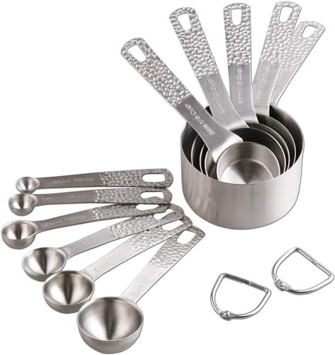Messbecher- und Messlöffel-Set aus Edelstahl, mit 2 Ringen, zum Backen, 18/8 Edelstahl, 5 Tassen, 6 Löffel Messbecher- und Messlöffel-Set aus Edelstahl, mit 2 Ringen, zum Backen, 18/8 Edelstahl, 5 Tassen, 6 Löffel von Smithcraft