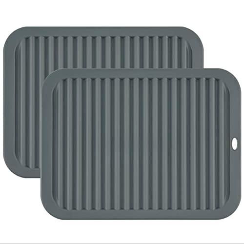 Smithcraft Silikon-Untersetzer, hochwertig, 22.9x30.5 cm, große heiße Matte für heiße Gerichte, rutschfeste Untersetzer auf Tischplatte oder Arbeitsplatte (2er-Set), Farbe: Grau von Smithcraft