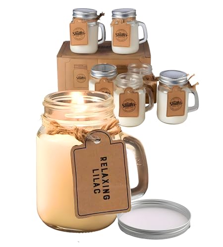 Smith Mason Jars 6 Stück 120 ml Bio-Sojawachs-Duftkerzen mit Baumwolldocht – Geschenksets für Frauen – natürlich und farbstofffrei von Smiths Mason Jars