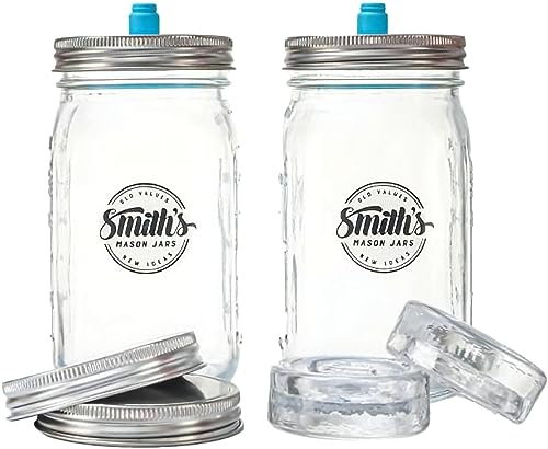 Smiths Mason Jars 2er-Pack Gärgläser mit Deckel und zusätzlichen Deckeln – ideal für Haferflocken, Kimchi-Aufbewahrung, Gurken und Aufbewahrung Ihrer Lieblings-Snacks. von Smiths Mason Jars