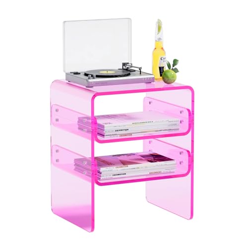 Beistelltisch aus transparentem Acryl, 3-stöckig, schlanker Nachttisch mit robustem Design, perfekt für Schlafzimmer, Wohnzimmer oder moderne Inneneinrichtungen, ideal als Nachttisch oder von Smitten.Life