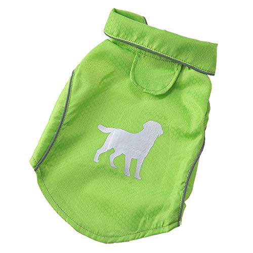 Smniao Hund Regenmantel, Reflektierende Streifen wasserdichte Atmungsaktiv Klettdesign PU Regenjacke für kleine Mittel Hunde, Größe S-XL (M, Grün) von Smniao