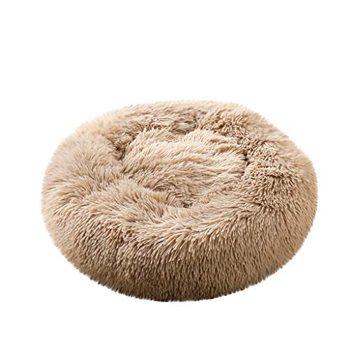 Smniao Hundebetten Plüsch Haustierbett Hundesofa Katzensofa Schlafplatz für Katzen Weicher Waschbar Katzenbett Hunde Mat (XXXL:Durchmesser 80cm, Khaki) von Smniao