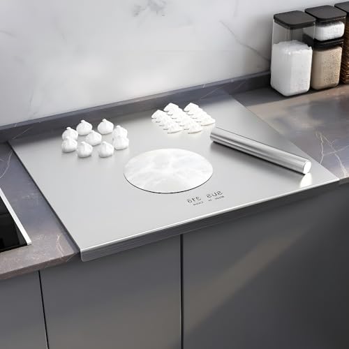 316 Edelstahl Schneidebrett,Frühstücksbrettchen,Schneidebrett Groß,Küchenbrett Antibakteriell Cutting Board,Schneidebrett zum Kneten,Arbeitsplatte aus 316 Edelstahl (50 * 40cm) von Smnlour