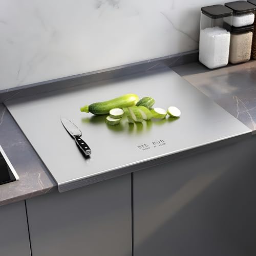 316 Edelstahl Schneidebrett,Schneidebrett Groß,Frühstücksbrettchen,Küchenbrett Antibakteriell Cutting Board,Arbeitsplatte aus 316 Edelstahl (50 * 50cm) von Smnlour