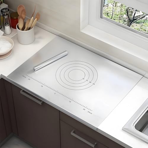 Schneidebrett 316 Edelstahl,Schneidebrett Groß,Frühstücksbrettchen,Küchenbrett Antibakteriell Cutting Board,Schneidebrett zum Kneten,Arbeitsplatte aus 316 Edelstahl,Küchenbrett (70 * 48cm) von Smnlour