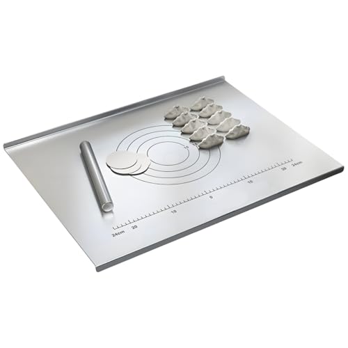 316 Edelstahl Schneidebrett Groß - Frühstücksbrettchen, Küchenbrett Antibakteriell, Cutting Board Zum Kneten, Arbeitsplatte Aus Edelstahl (70 * 58cm) von Smnlour