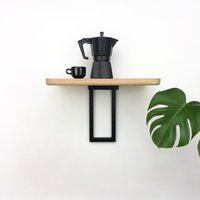 Wandmontage Tisch | Schwarze Halterung + Kleines Regal Aus Eiche B36 X T22, 5cm von SmokeAndSawdust