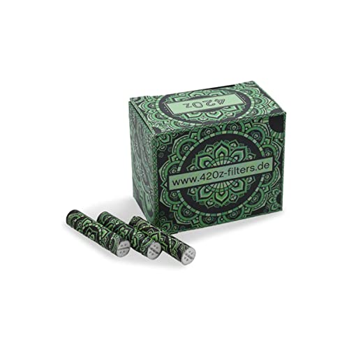 420z Extra Slim Aktivkohlefilter "Emerald Shine" - 42 Filter mit 5,9 mm Durchmesser aus nachhaltiger Kokosnusskohle von Smokerhontas