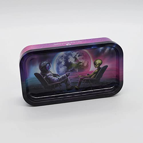 Blunt Orbit Metalldose mit Rolling Tray/Geruchsdichte Aufbewahrungsdose mit Drehtablett - 12,2 x 7 x 3 cm inkl. Pop Up von Smokerhontas
