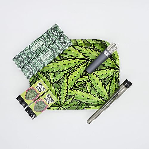 Green Leaves Rolling Tray Set - Mischeschale Stoner Kit/Kiffer Box mit Clipper, Longpapers, Filter Tips und Joint Tube - perfektes Kiffergeschenk! Green Leaves Rolling Tray Set - Mischeschale Stoner Kit/Kiffer Box mit Clipper, Longpapers, Filter Tips und Joint Tube - perfektes Kiffergeschenk! von Smokerhontas