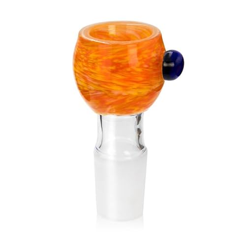 Smokerhontas Bong Kopf aus Glas Rund mit großem Durchlass Durchzug und Rollstopp - Bunter Glaskopf für Bong & Wasserpfeife - SG: 18,8 mm (Gelb-Orange) von Smokerhontas