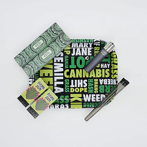 Smokerhontas Cannafonts Rolling Tray Set - Mischeschale Stoner Kit/Kiffer Box mit Clipper, Longpapers, Filter Tips und Joint Tube - perfektes Kiffergeschenk!, 1142 von Smokerhontas