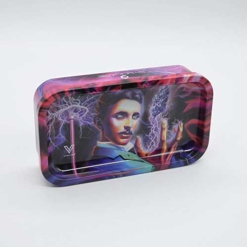 Tesla High Voltage Metalldose mit Rolling Tray/Geruchsdichte Aufbewahrungsdose mit Drehtablett - 12,2 x 7 x 3 cm inkl. Pop Up von Smokerhontas