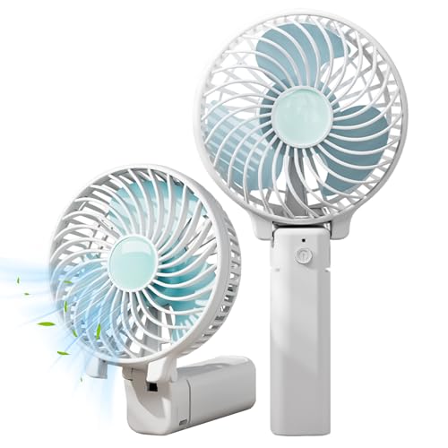 Smooce Handventilator, Mini Ventilator USB Tragbarer Faltbarer mit 3 Geschwindigkeiten, Handventilator Akku Aufladbar Leise & Leicht Lüfter für Büro, Reise & Outdoor (Weiß) von Smooce