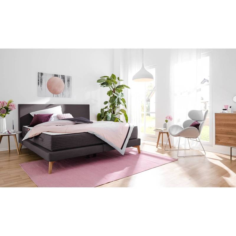 SmoodSpring Bett I 140x200 cm Webstoff Anthrazit von Smood