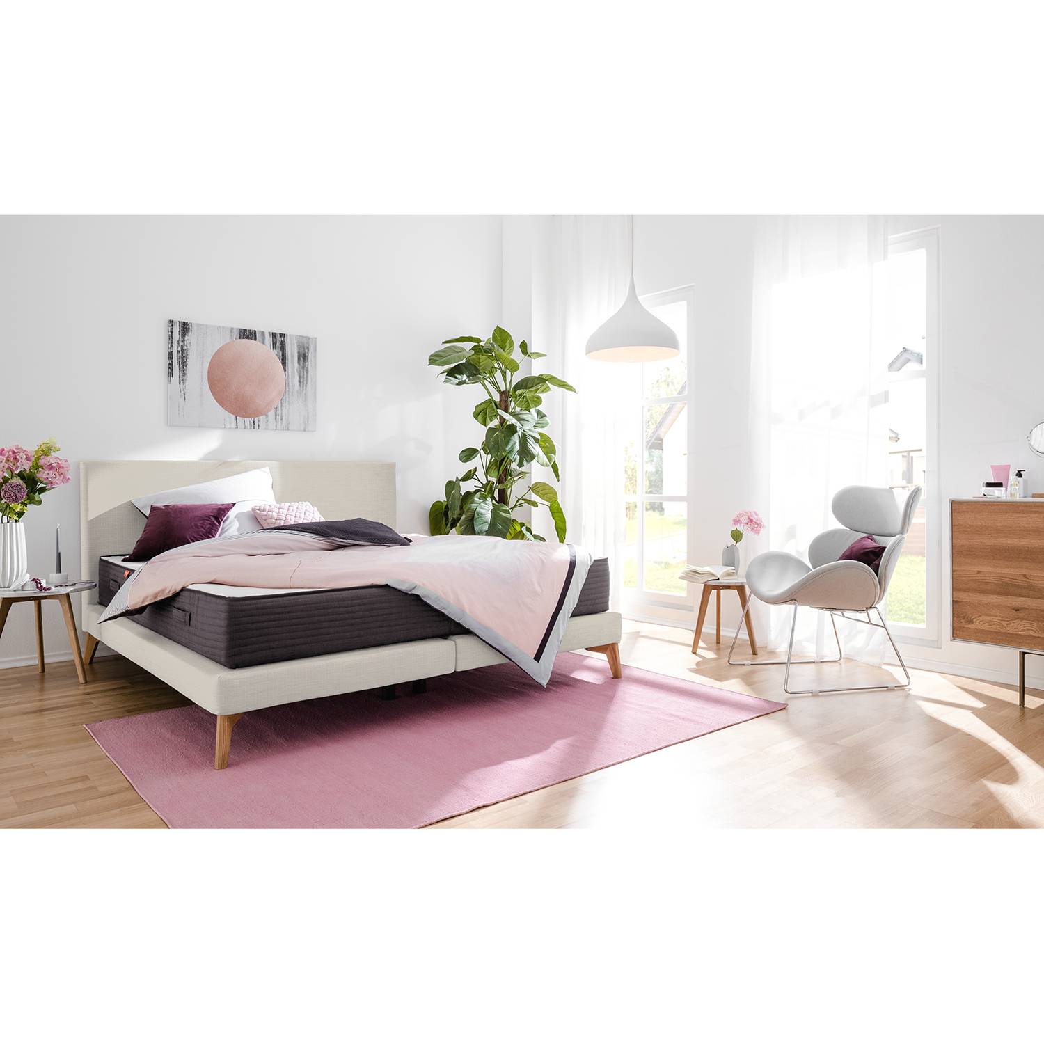 SmoodSpring Bett I 180x200 cm Webstoff Creme von Smood