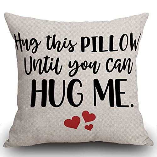 Smooffly Beidseitiger Druck Best Lover Couple Sweetheart Geschenk Süße Sprüche Hug This Pillow Until You Can Hug Me New Home Dekorativer Kissenbezug aus weichem Baumwollleinen von Smooffly