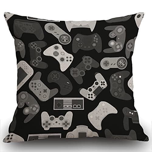 Smooffly Dekokissenbezug, Heimdeko, Videospiel-Controller, Hintergrund-Gadgets, Muster, schwarz, weiß, dekorativ, 45 x 45 cm von Smooffly