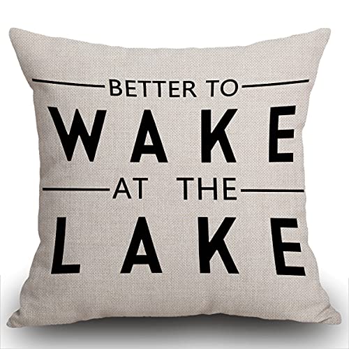 Smooffly Kissenbezug mit Aufschrift "Better to Wake at The Lake", für Außenbereich, Leinen, quadratisch, doppelseitig, bedruckt, für Zuhause, Büro, Sofa, Couch, Auto, Garten, 45 x 45 cm Smooffly Kissenbezug mit Aufschrift "Better to Wake at The Lake", für Außenbereich, Leinen, quadratisch, doppelseitig, bedruckt, für Zuhause, Büro, Sofa, Couch, Auto, Garten, 45 x 45 cm von Smooffly
