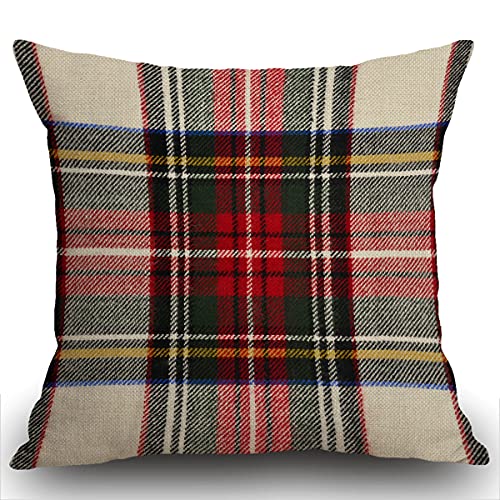 Smooffly Kissenbezug mit Schottenkaro, 45 x 45 cm, Schottenkaro, rot und weiß, Wolle, kariert, quadratisch, doppelseitig, dekorativer Kissenbezug, 45 x 45 cm Smooffly Kissenbezug mit Schottenkaro, 45 x 45 cm, Schottenkaro, rot und weiß, Wolle, kariert, quadratisch, doppelseitig, dekorativer Kissenbezug, 45 x 45 cm von Smooffly