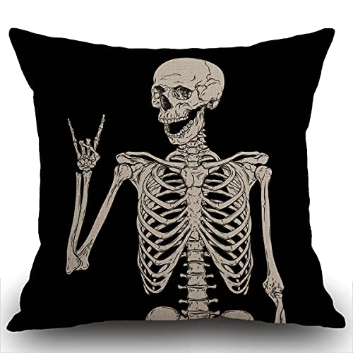 Smooffly Kissenbezug mit Totenkopf, menschliches Skelett, dekorativ, quadratisch, für Couch, Wohnzimmer, Sofa, Bett, 45 x 45 cm von Smooffly