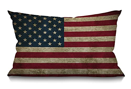 Smooffly Kissenbezug mit amerikanischer Flagge, Vintage-Stil, Lendenwirbelsäule, Baumwollleinen, Dekokissenbezug für Sofa, Zuhause, 30,5 x 50,8 cm Smooffly Kissenbezug mit amerikanischer Flagge, Vintage-Stil, Lendenwirbelsäule, Baumwollleinen, Dekokissenbezug für Sofa, Zuhause, 30,5 x 50,8 cm von Smooffly