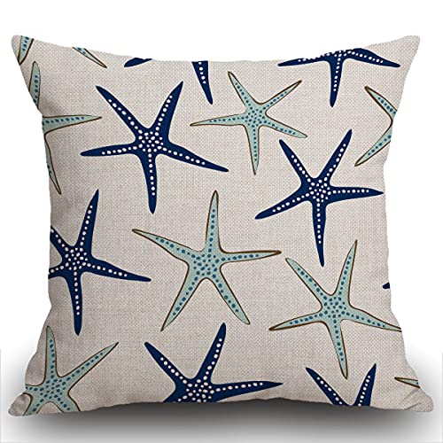 Smooffly Kissenbezug mit nautischem Seesternmuster, marineblau, quadratisch, 45 x 45 cm, dekorativer Kissenbezug aus Baumwolle für Sofa, Schlafzimmer, Auto, 45 x 45 cm Smooffly Kissenbezug mit nautischem Seesternmuster, marineblau, quadratisch, 45 x 45 cm, dekorativer Kissenbezug aus Baumwolle für Sofa, Schlafzimmer, Auto, 45 x 45 cm von Smooffly
