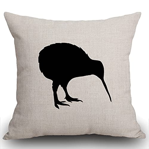 Smooffly Kiwi-Vogel-Kissenbezug – dekoratives Kissen – Kiwi-Kissen – Neuseeland-Symbol-Druck Kissen – Vogel Wurfkissen 45 x 45 cm von Smooffly