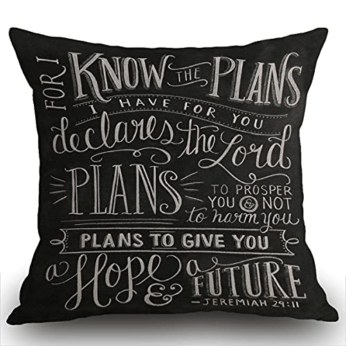 Smooffly VintageBibelvers Schrift Zitate Psalms Sprüche Kissenbezug 45 x 45 cm, christlicher Bibelvers Jeremia 29:11 Gott Hope Future Faith Kissenbezug Kissenbezug für Sofa 45,7 x 45,7 cm von Smooffly