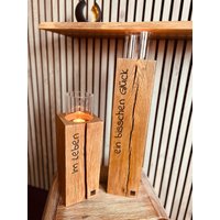 Windlichthalter Mit Glas | Holz-Laterne Bodenlicht Personalisiert Balkon Terrasse Geschenk Geburtstag, Jubiläum, Hochzeit von SmoolaDesign