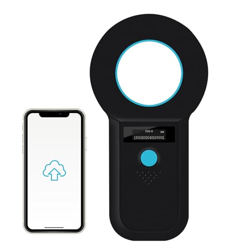 Smoostart Bluetooth Haustier Mikrochipscann, Tierchip Lesegerät Chipleser Hunde Chip Scanner Katze FDX-B/EMID Verbinden Sie Sich über Bluetooth mit Mobiltelefon und PC, Kann 1000 Daten speichern von Smoostart