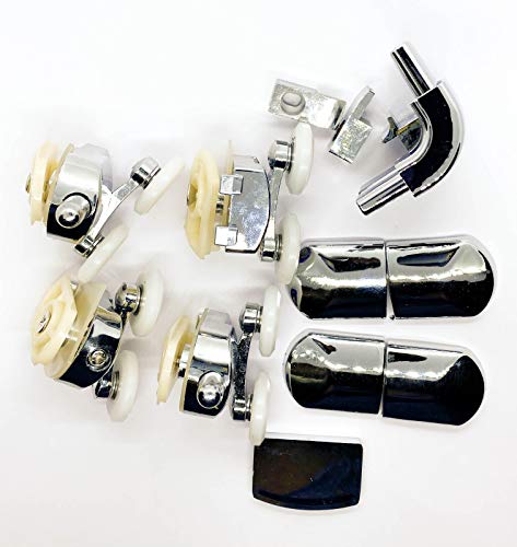Ersatzrollen für Duschkabinen, Chrom, 2 x unten, 2 x oben, für Glas mit einer Dicke 4-6 mm von Linwnil