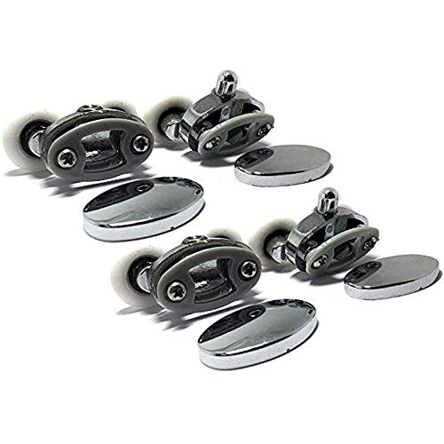 Duschtürrollen, oval, Metalllegierung, Doppelrad, 23 mm, 4 Stück von Linwnil
