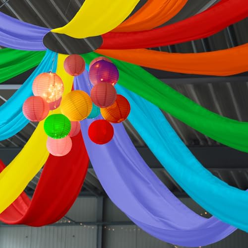 SmoothNovelty Regenbogen-Deckenvorhänge, zum Aufhängen, bunt, Chiffon, durchscheinend, für Schule, Klassenzimmer, Dekoration für Spielzimmer, Hochzeit, Zeremonie, Party, Zuhause, Innendekoration, 6 SmoothNovelty Regenbogen-Deckenvorhänge, zum Aufhängen, bunt, Chiffon, durchscheinend, für Schule, Klassenzimmer, Dekoration für Spielzimmer, Hochzeit, Zeremonie, Party, Zuhause, Innendekoration, 6 von SmoothNovelty